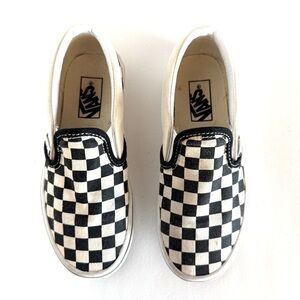 Kids Vans Size 13 Black and White Check / Checkerboard Slip On Sneakers